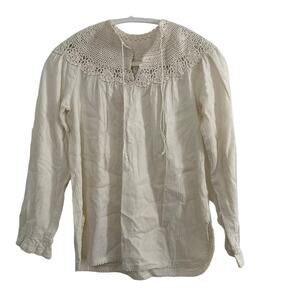 Vintage women's oatmeal colored peasant top and midi skirt set  - Small